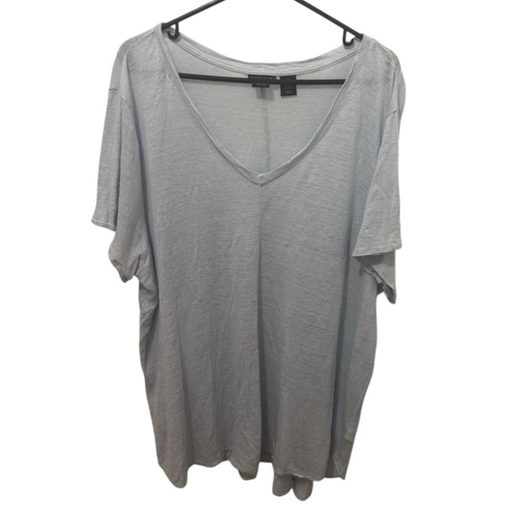 Tahari 100% Linen Powder Blue Short Sleeve Tee Size 3X - Picture 1 of 3